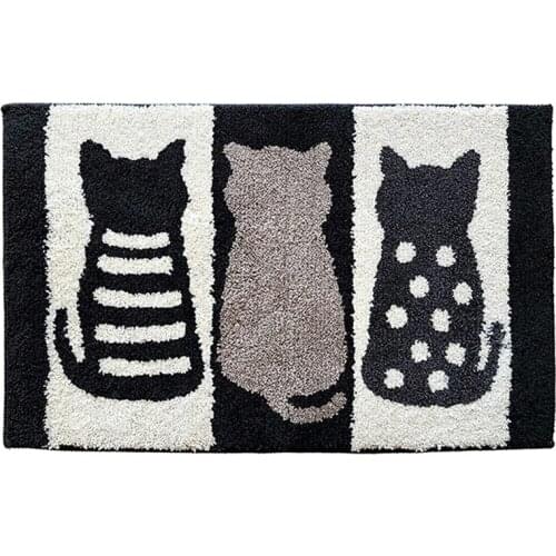 Bathroom Rug Mat, Cute Three Kitten Non Slip Bath Mat , Machine Washable, Extra Soft and Absorbent Shaggy Carpet