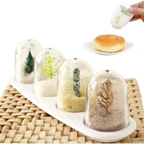 4Pcs/Set Creative Spice Jar Storage Container Four Seasons Plant Animal Salt Sugar Spices Storage Box Kitchen Seasoning Tool