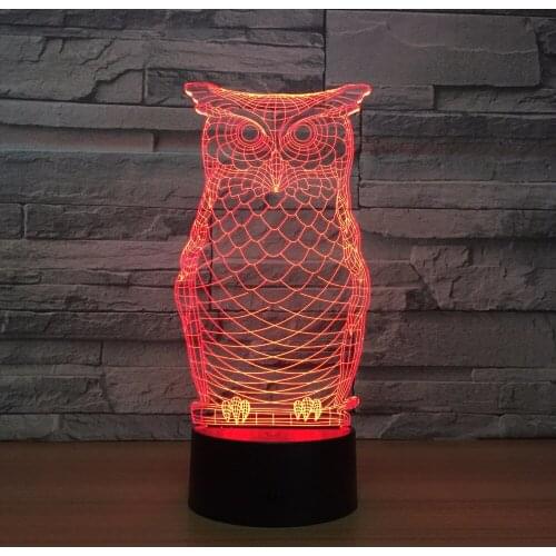 Owl Creative Intelligence Bedside 3d Lamp Christmas decorations gift for baby room lights Valentines Led Night Light