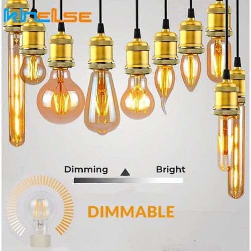 Retro Antique E27 Edison Bulb 220V 8W ST64 G80 T225 LED Dimmable Filament Incandescent Lamp Vintage Home Decor Loft Lights Bulb
