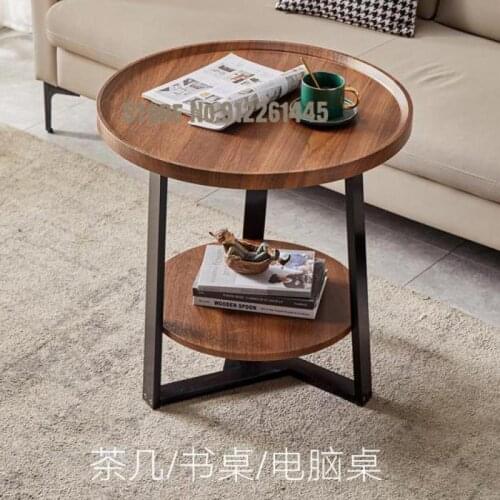 Light Luxury Small Family Living Room Tea Table Simple Modern Household Round Double-layer Side Table B & B Hotel Sofa Side Tabl