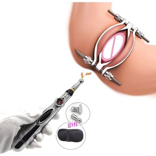 Metal Labia Clip Vagina Pen G-spot Clitoris Stimulator Sex Massager BDSM Bondages Vagina Speculum Pussy Clamp Sex Toys For Women