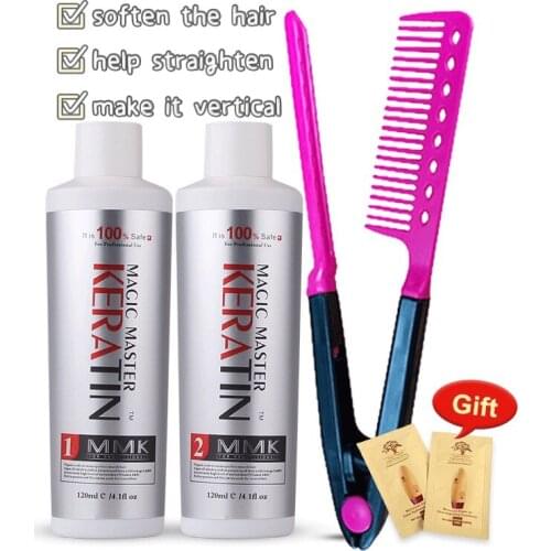 MMK Magic Master Keratin Treatment Without Formalin Purifying Shampoo Straighten Frizzy Hair Fast Shipping for curly hair Comb
