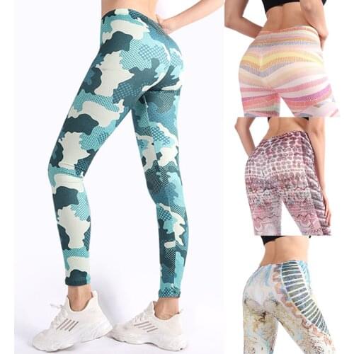 Fashion Workout Leggings For Women High Waist Stretch Strethcy Push Up Legging Print Female Fitness Pants Sports Casual Trousers