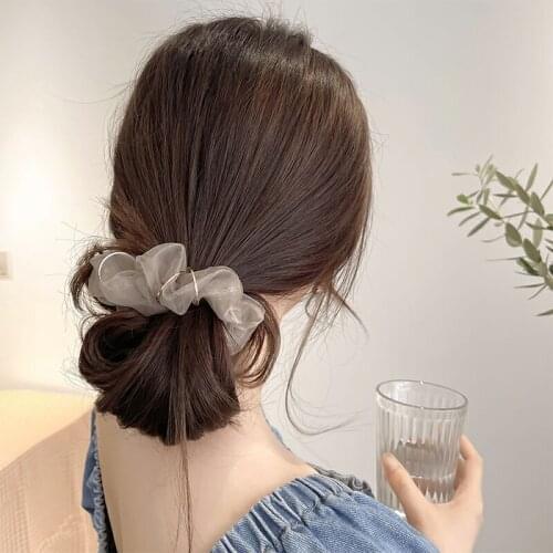 New Fashion Net Yarn Hair Ring Scrunchie For Women Sweet Simplicity Horsetail Head Rope HairBand Girs Hair Accessories Ornament