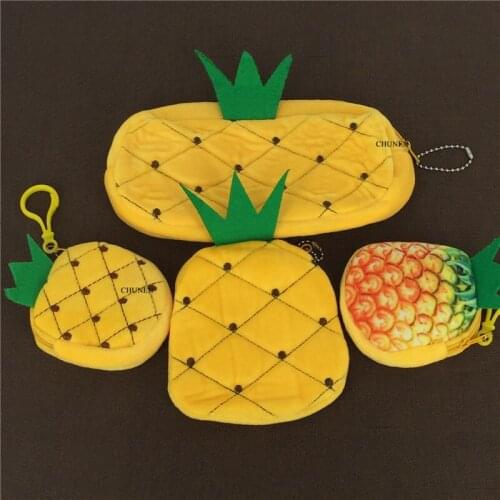 8-20cm Fruit Pineapple Lady plush Purse , keychain Girls plush toy purse BAG Pouch
