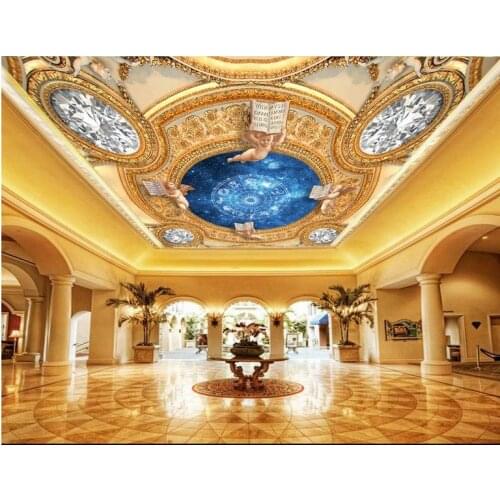 Custom 3d ceiling murals shines luxuriously wallpaper for bathroom 3d sky ceiling photo european wallpapers ceiling