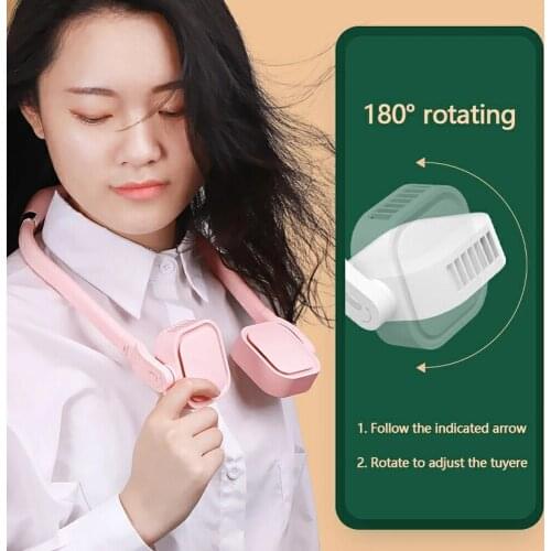 ELOOLE New Portable Mini Bladeless Fan Neck Fan 2000mAh USB Rechargeable Fan Mute Sports Rotatable Fan For Home Outdoor Shopping