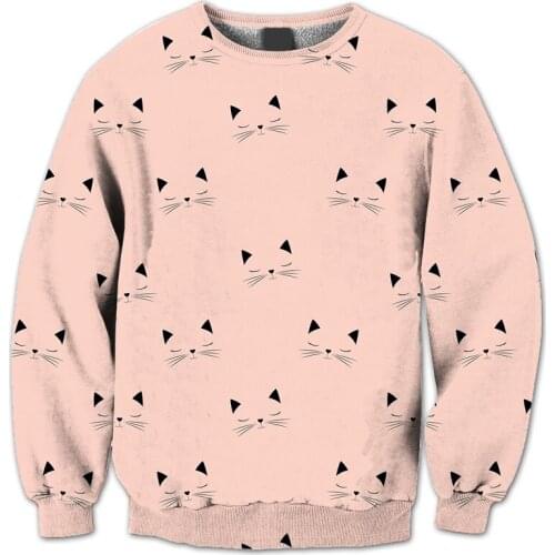 REAL American SIZE Happy Cat 3D Sublimation Print Crew neck Sweatshirt - plus size