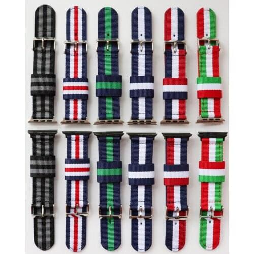 Rainbow Nylon Wrist Strap Canvas Band for Apple Watch iWatch Series 38mm 40mm 42mm 44mm Unisex New Fashion Wristband Bracelet