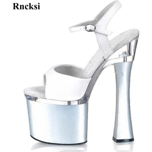Rncksi New Pole Dance Night Sandals Women Platform Open Toe Sexy Straps sandals 18cm Square high heels dress New Girls shoes