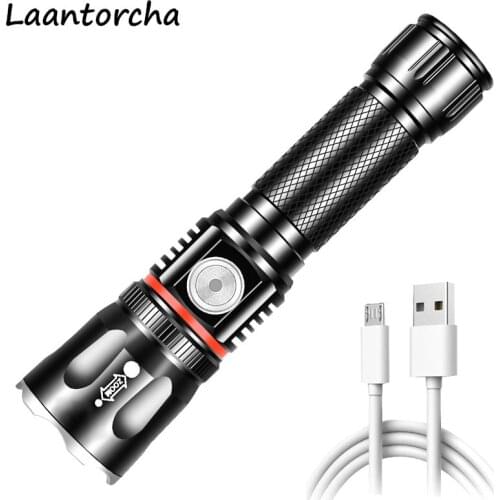 High power led flashlights Telescopic Zoom Ultra Bright torch USB Rechargeable Powerful flashlight Multifunction Camp Flashlight