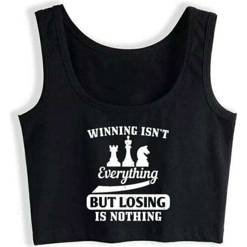 Crop Top Female Winning isn´t everything Fashion Black Print Tops Women