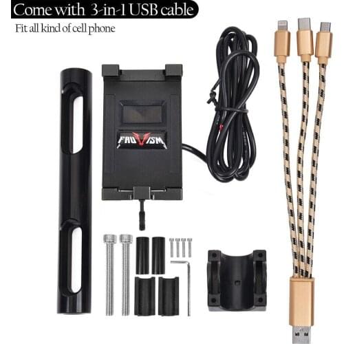 Universal Motorbike Cell Mobile Phone Holder with USB Charger Motorcycle Handlebar Stand Mount Bracket For iPhone Samsung Xiaomi