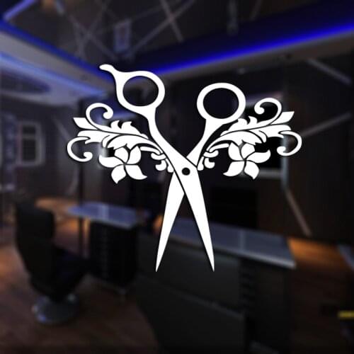 Scissor Hair Salon Sticker Hairdresser Decal Barber Shop Posters Vinyl Wall Decals 25 Color Choose Hair Salon Sticker