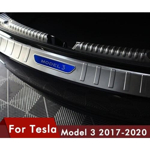 Model3 Car Rear Boot Trunk Bumper Protector For Tesla Model 3 Accessories Trunk Guard Sill Inner Outer Cover Carbon Fibre
