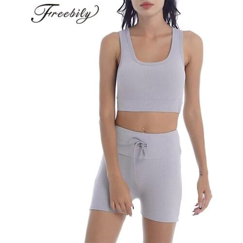 Women Seamless Yoga Set Summer Running Fitness Sport Suit Gym Wear Sleeveless Pads Crop Vest Top and Shorts Set Workout Clothes