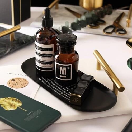 1Pc Metal Storage Tray Black Fruit Sancks Jewelry Display Tray Necklace Ring Earrings Display Plate Desktop Organizer Decoration