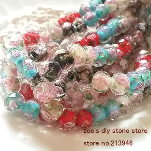 10*8MM 48Pcs Mix color Inner Flower Rondelle Crystal Lampwork Glass Loose Bead Jewelry Beads
