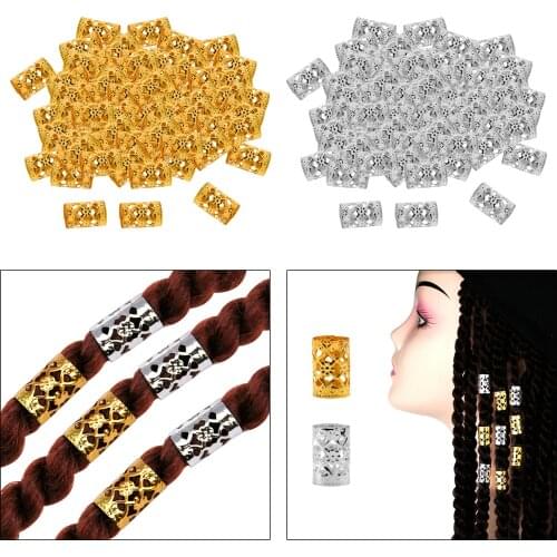 100PCS Women Dread Lock Dreadlocks Braid Beads Hair Clips Adjustable Hair Braid Rings Beads Rings Clips Dread Tubes