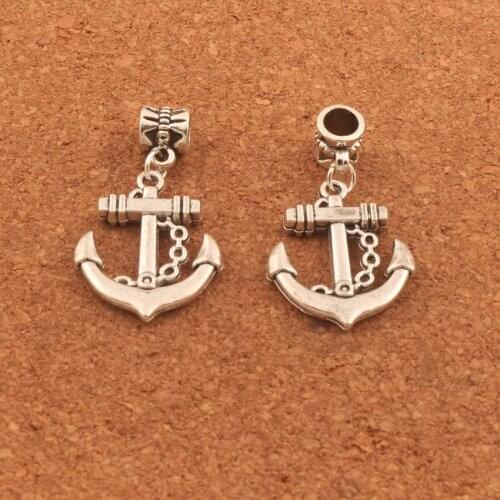 15pcs Zinc Alloy Nautical Anchor Hope Charm Beads Dangle Fit European Bracelets B023 20.5x36mm
