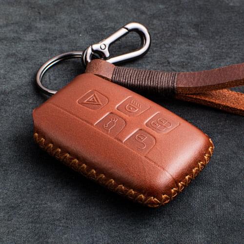 1X Genuine Leather Car Key Cover Case For Land Rover Range Rover Sport Evoque Freelander2 For Jaguar XF XJ XJL XE C-X16 Keychain