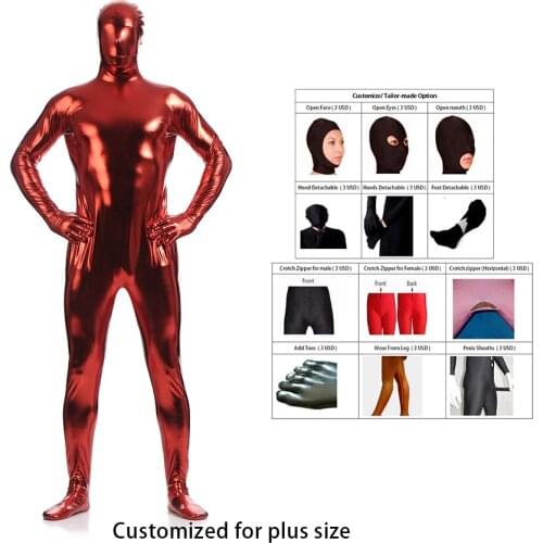 2021 Free shipping Shiny Lycra Spandex Shiny Wine Red Mens Unitard Catsuits Metallic Footed Zipper Zentai Bodysuit