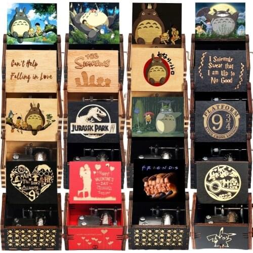 Beauty Beast Antique Hand-cranked Wooden Music Box Queen Simpsons Sailor Moon Music Box Christmas Love Gift