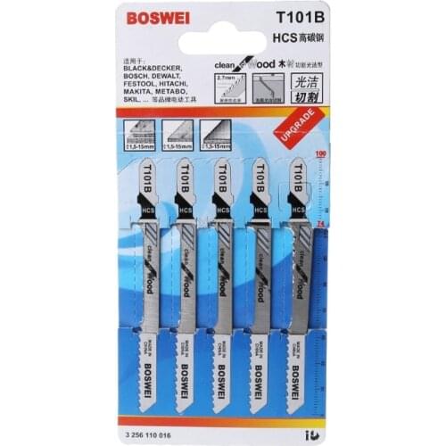 5Pcs/Set T101B HCS 100mm Jigsaw Blade Clean for Wood T-Shank Jig Saw Blades A25 dropshipping
