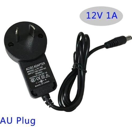 AC 100V-240V Converter power Adapter DC 12V 1A 1000mA 12W 5.5*2.1mm Plastic case AU Plug LED driver wall-mounted with plug