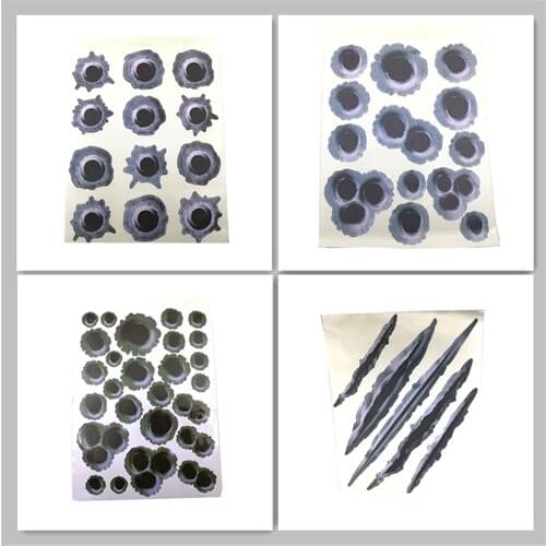 Side Stickers 1Pcs 23 x 29cm 3D Bullet Hole Scratch Funny Decals Motorcycle Car Styling Stickers For Honda Audi BMW Suzuki Benz