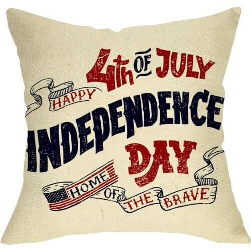 Softxpp Happy 4th of July Decorative Throw Pillow Cover, USA Independence Day Cushion Case, American Patriotic Home of The Brave