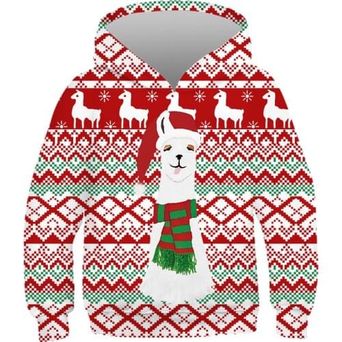 Papertiger Childrens Size Casual Hoodie Geometric Pattern White Alpaca Green Scarf Print 3d Sweatshirt