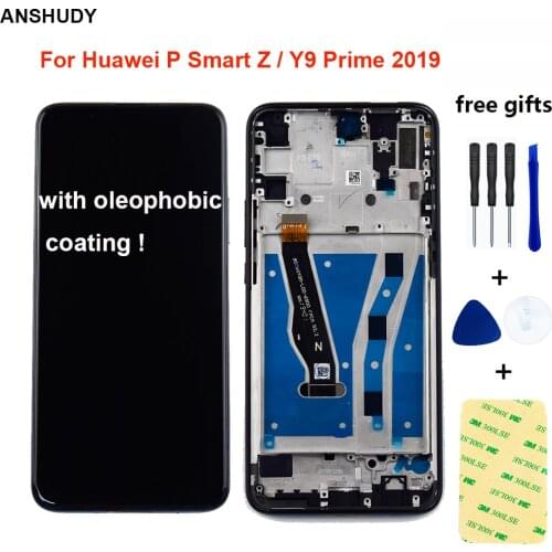 Oleophobic coating For Huawei P Smart Z STK-LX1 LCD Display For Y9 Prime 2019 LCD Touch Screen Digitizer Assembly With Frame