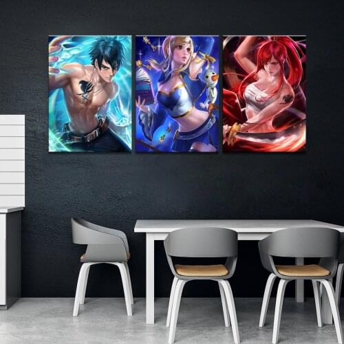 Home Decor Canvas Fairy Tail Erza Scarlet Bikini 3 Piece Sexy Girl Art Poster Prints Picture Wall Decoration Painting Wholesale