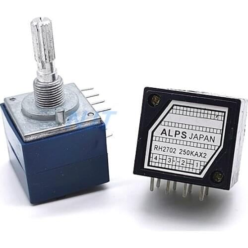 Double Volume Potentiometer RH2702 8 Pin Serrated Split Shaft 6MM Precision 27-type A250K 250KAX2 Audio Volume Control