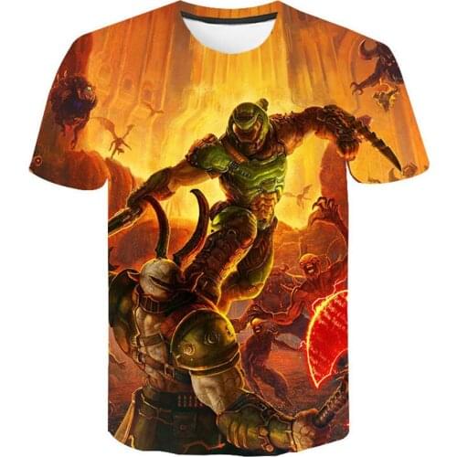 Shooting Game Doom Eternal 3D Print T-shirt Men Women Fashion Short Sleeve T Shirts Unisex Casual Streetwear Trendy Tops