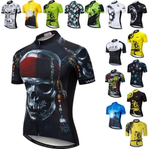 Weimostar Pirate Skull Cycling Jersey Mens Mountain Bike Clothing Summer Short Sleeve Bicycle Shirt Road Cycling Wear Clothes