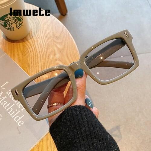 Imwete Retro Womens Sunglasses Men Fashion Square Sun Glasses Brand Designer Vintage Goggles 2021 New Trend Lady Eyewear