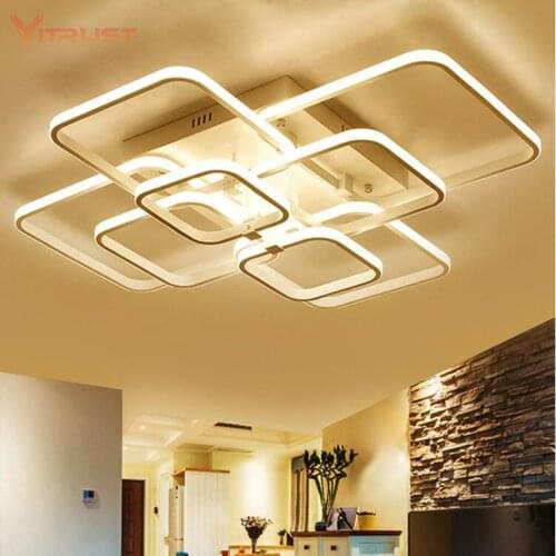 Creative Square Rings ceiling lamp Acrylic Aluminum Modern Led ceiling lights for living room bedroom White Ceiling Lamp