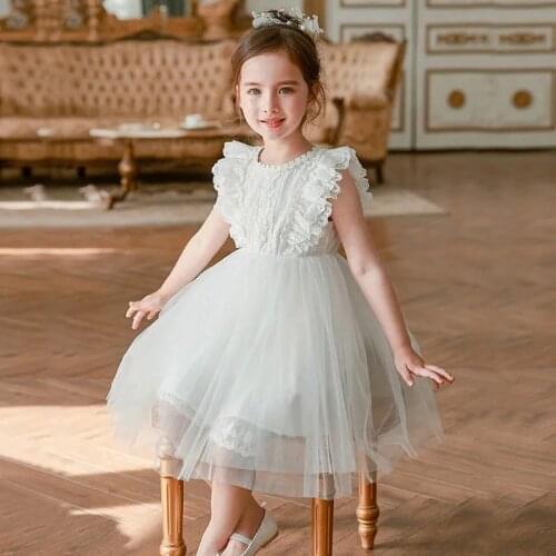 Summer Girls Dress Kids Girls Princess Tutu Dresses for Children Mesh Tulle Dresses White Sleeveless Costume Girls Party Dresses