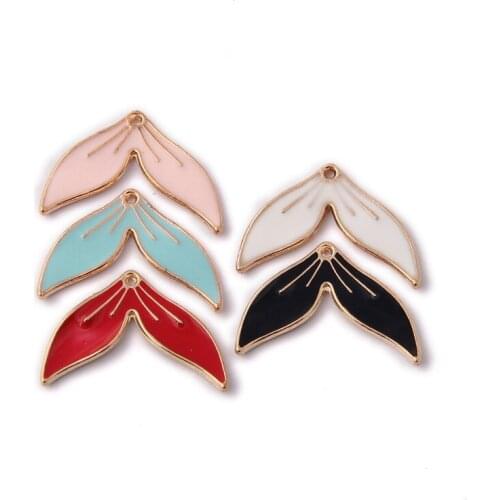 Mini Order 10pcs 26*7mm Colorful Enamel Alloy Charms Cute Beauty Mermaid Fish Tail Oil Drop Earring Necklace Pendants