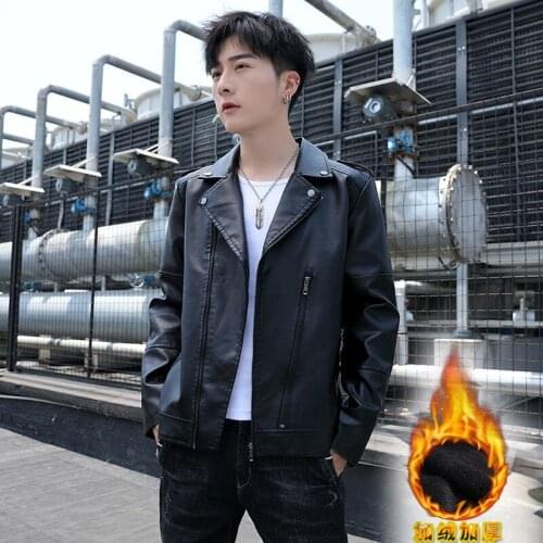 2020 High Street Men Leather Jackets Casual Motorcycle Bike Outwear Men Plus Fleece Coats Autumn Winter Chaqueta Hombre