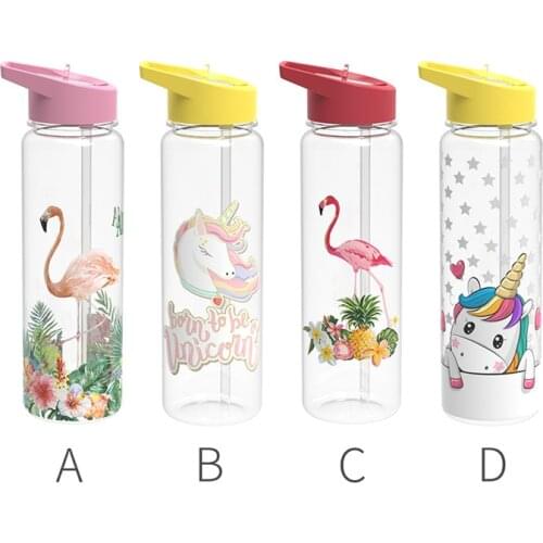 Bpa Free 0.75L 100% Tritan Plastic Sports Outdoor Tour My Straw Water Bottle With Volume scale Drink Juice Handle Kettle