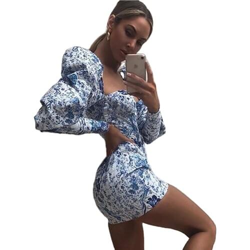 Spring Autumn Sexy Mini Dress Puff Sleeve Sheath Dress Vestidos Mujer Long Sleeve Dresses for Women Vestido Feminino Summer