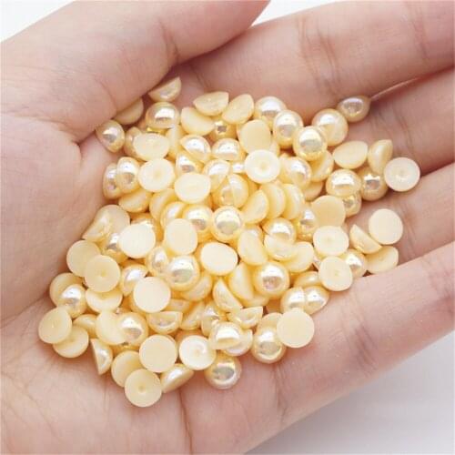 1000/500pcs 2-5mm and Mixed Size Light Orange AB Glue on ABS Imitation Half Round Pearls Resin Flatback Beads For Jewelry Making