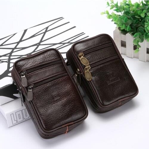 BISI GORO on the belt Multi-function phone coin card Travel bag cow leather outdoor waist bag Wear-resistant heuptas heren