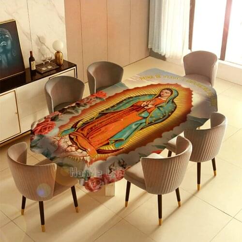 Queen Guadalupe Wishes Mother Blessing Virgin Mary Painting Art Tablecloth Indoor And Outdoor Decoration