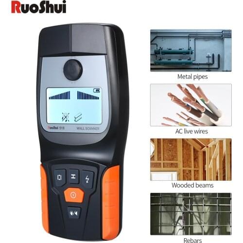 RuoShui 518 Wall Scanner Metal Detector Find Metal Wood Studs Multifunction AC Cable Live Wire Scanner Warning gold detector