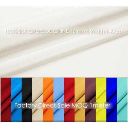 SILK CREPE DE CHINE 140cm width 16momme 100%Natural Silk Dress Fabric crepe de chine silk Wedding Fabric MOQ 1 meter Wholesale